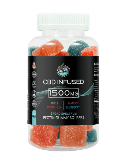 CBD Broad Spectrum Pectin Infused Gummy By Sun State Hemp 1500mg