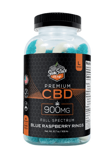 CBD Full Spectrum Gummy Blue Raspberry Rings By Sun State Hemp