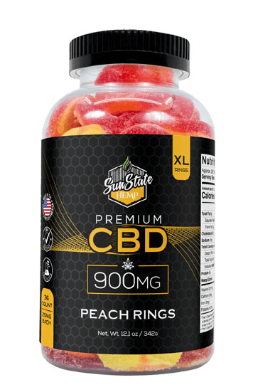 CBD Full Spectrum Gummy Peach Rings By Sun State Hemp 900mg